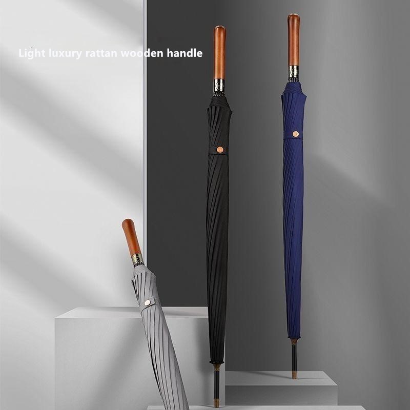 自動開閉式木製ハンドル傘 16本骨 大型 耐風ストレートハン - Golf Umbrella のレビューと価格