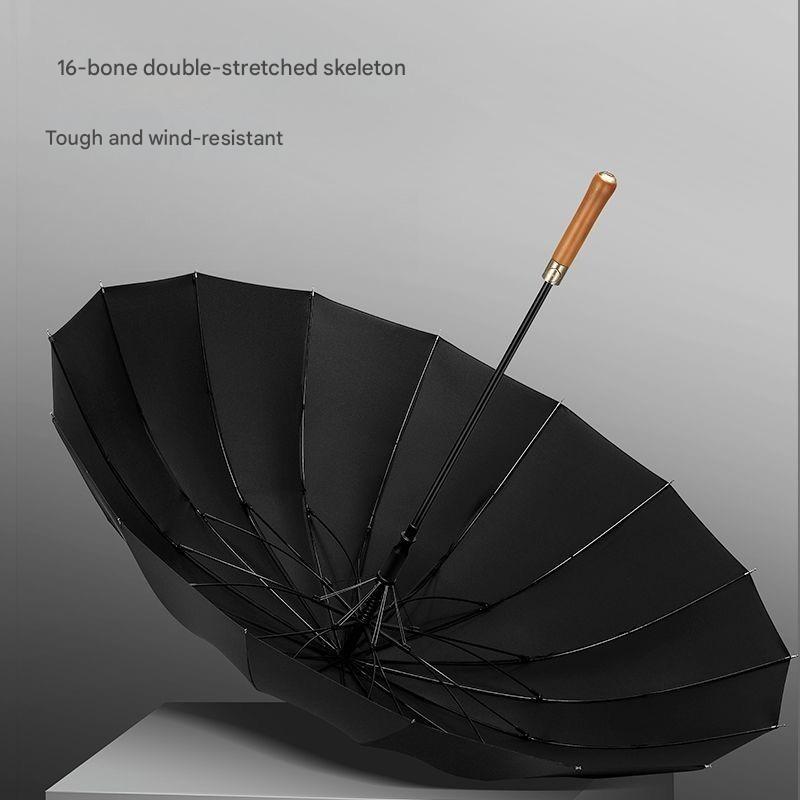 自動開閉式木製ハンドル傘 16本骨 大型 耐風ストレートハン - Golf Umbrella のレビューと価格