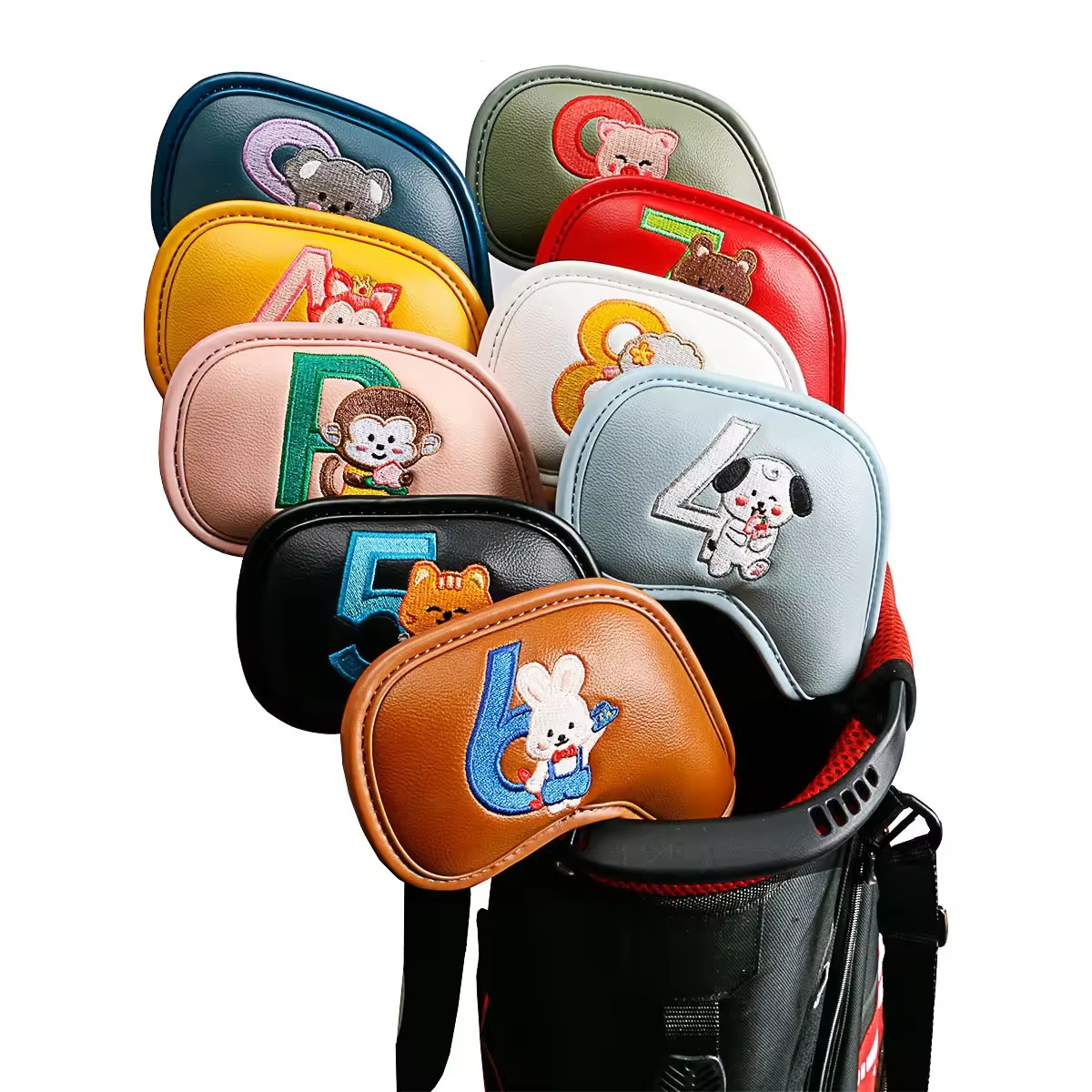 9個入りのかわいい漫画風動物ゴルフアイアンヘッドカバー、PU - Golf Clubs のレビューと価格